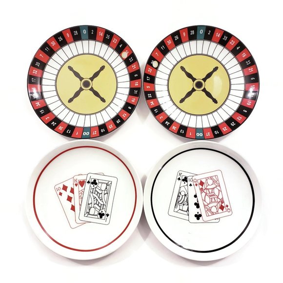 Lot of 4 Vintage Casino Las Vegas Themed Plates